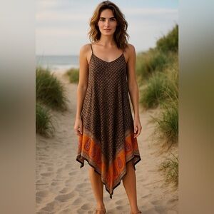 beachlunchlounge Black and Orange Patterned Dress